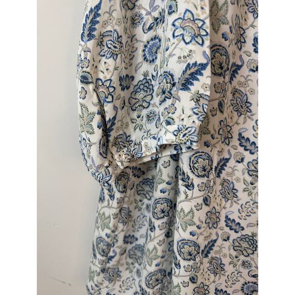 Rose + Olive Floral Button Front Blouse Womens Plus 2X Smocked Back Boho Hippie - Picture 7 of 9